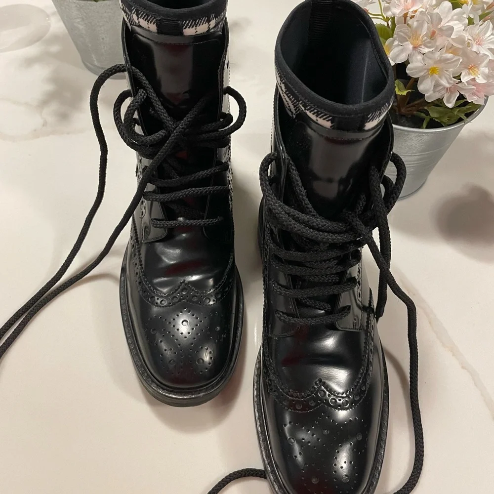 Dior black boots with checkered detail on top. Authentic! Size 6.5 - Picture 3 of 10